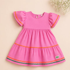 Vestido Tricoline Rosa