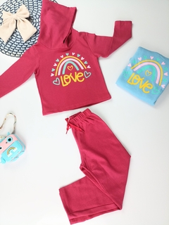 Conjunto moletom feminino love Rosa