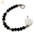 Pulsera Plata Piedras Negras Chicas Agarre Redondo Plata San Benito cod1348