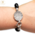 Pulsera Plata Piedras Negras Chicas Agarre Redondo Plata San Benito cod1348 - comprar online