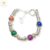 Pulsera Acero Blanco con Bolitas de Colores cod2696