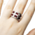 Anillo Plata Y Oro Piedra 6 Baguette Rojo Importante Mujer cod1105