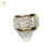 Anillo Plata Y Oro 4 Hileras Baguette Piedra Blanca cod1208