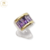 Anillo Plata Y Oro Piedra 5 Baguette Violeta Mujer cod1099