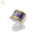 Anillo Plata Y Oro Piedra 5 Baguette Violeta Mujer cod1099