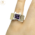 Anillo Plata Y Oro Piedra Violeta Cuadrada Mujer cod1183