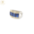 Anillo Plata Y Oro Piedra 4 Baguette Azul Mujer cod1103