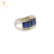 Anillo Plata Y Oro Piedra 4 Baguette Azul Mujer cod1103