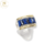 Anillo Plata Y Oro Piedra 4 Baguette Azul Mujer cod1103