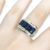 Anillo Plata Y Oro Piedra 4 Baguette Azul Mujer cod1103 - comprar online