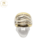 Anillo Plata Y Oro Macizo Dual en Olas Mujer cod1132