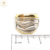 Anillo Plata Y Oro Macizo Dual en Olas Mujer cod1132