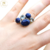 Anillo Plata con Piedras Azules cod2645 - tienda online