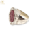 Anillo Plata Resina San Benito Rojo Grande cod1097