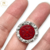 Anillo Plata Resina San Benito Rojo Grande cod1097