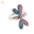 Anillo Plata Libelula Celeste Y Rosa cod1305 - comprar online