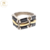 Anillo Plata Y Oro Piedra 6 Baguette Zigzag Negro Mujer cod1110