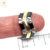 Anillo Plata Y Oro Piedra 6 Baguette Zigzag Negro Mujer cod1110