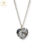 Cadena Plata + Dije Corazon Swarovski Plateado Gris CAL 10 mm cod3886 - comprar online