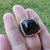 Anillo Acero Piedra Negra cod3529