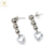 Aros Plata Rodinada con Cubic Y Swarovski (Conjunto cod2038) cod2039