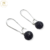 Aros Acero Colgante Bolitas Negras cod2250