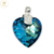 Dije Plata Swarovski Corazon Azul Bermuda Blue 28 mm cod2102