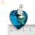 Dije Plata Swarovski Corazon Azul Bermuda Blue 28 mm cod2102