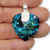 Dije Plata Swarovski Corazon Azul Bermuda Blue 28 mm cod2102