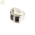 Anillo Plata Y Oro 4 Hileras Baguette Piedra Negra cod1207