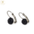 Aros Acero Colgante Brisura con Microperlas Negras cod3954