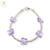 Pulsera Plata con 5 Mariposas Swarovski Violeta Lila cod4089