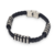 Pulsera Hombre Acero Simil Cuero Negro Trenzado cod4281