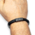 Pulsera Hombre Acero Simil Cuero Negro Trenzado cod4281