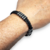 Pulsera Hombre Acero Simil Cuero Negro Trenzado cod4281 - comprar online