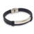 Pulsera Hombre Acero Simil Cuero Negro cod4282