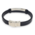 Pulsera Hombre Acero Simil Cuero Negro cod4282