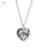 Cadena Plata + Dije Corazon Swarovski Plateado Gris CAL 10 mm cod3886