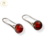 Aros Plata Rodinada Swarovski Rojo Redondo cod1968