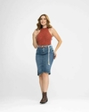 Saia Jeans Secretaria com Cinto