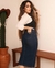 Saia Jeans Midi com Fenda na internet
