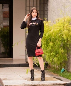 Vestido College Graça Preto com Gola Polo - loja online