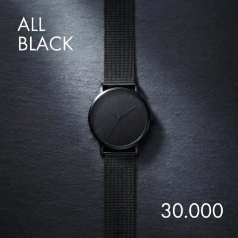 Reloj minimalista negro malla milán clásico
