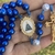 Terço Nossa Senhora Aparecida dourado cataforético - azul escuro e branco - loja online