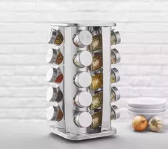 Imagem do Porta Temperos Condimentos Giratório Vidro E Inox 20 Peças