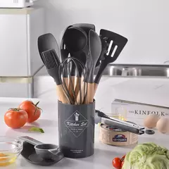 Jogo de Cozinha Kit C/12 Peças de Silicone, Utensílios e Copo Suporte - comprar online