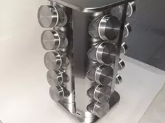 Porta Temperos Condimentos Giratório Vidro E Inox 20 Peças - Sinal Verde Store