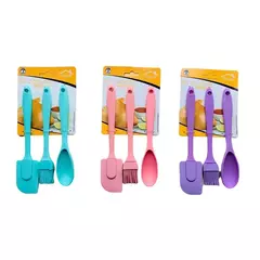 Kit 3 Peças Colher E Pincel Espátula De Silicone Culinário - comprar online