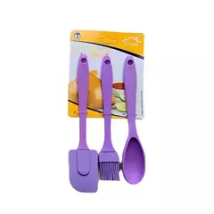 Imagem do Kit 3 Peças Colher E Pincel Espátula De Silicone Culinário