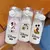 Disney-garrafa de água plástica portátil com palha para crianças, copo transparente de água potável de grande capacidade, mouse mickey, pato Donald, 400-600ml